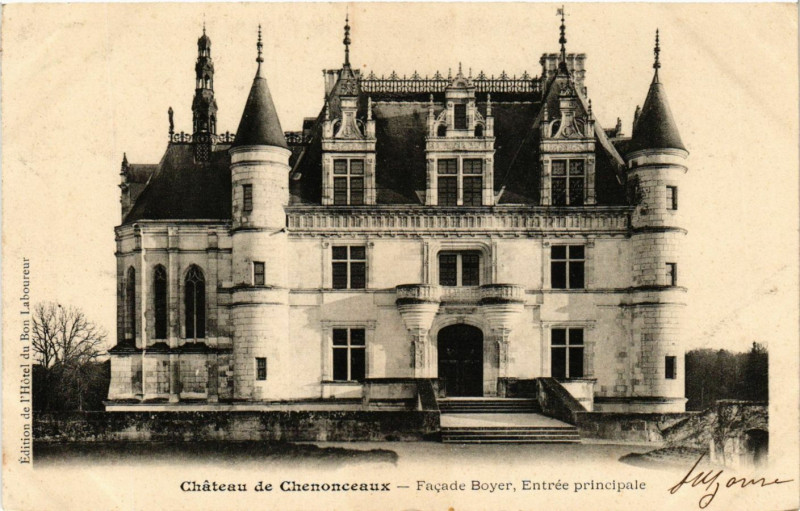 Carte postale ancienne Chateau de Chenonceaux - Facade Boyer Entrée principale à Chenonceaux