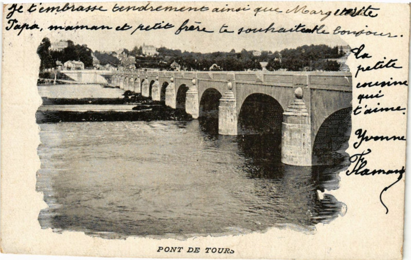 Carte postale ancienne Pont de Tours à Tours