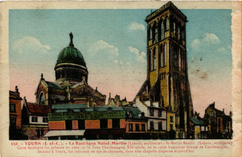 Carte postale ancienne Tours - Le Basilique St-Martin (Laloux architecte) à Tours