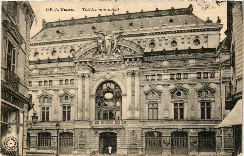 Carte postale ancienne Tours - Théatre municipal à Tours