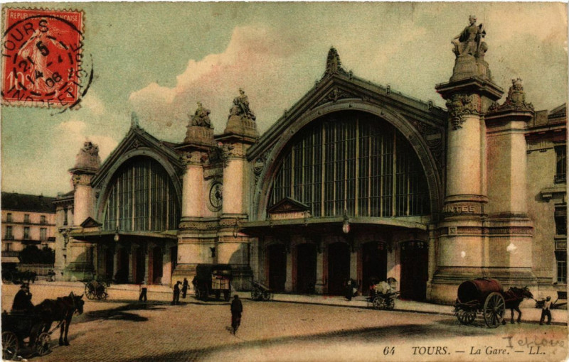Carte postale ancienne Tours - La Gare à Tours
