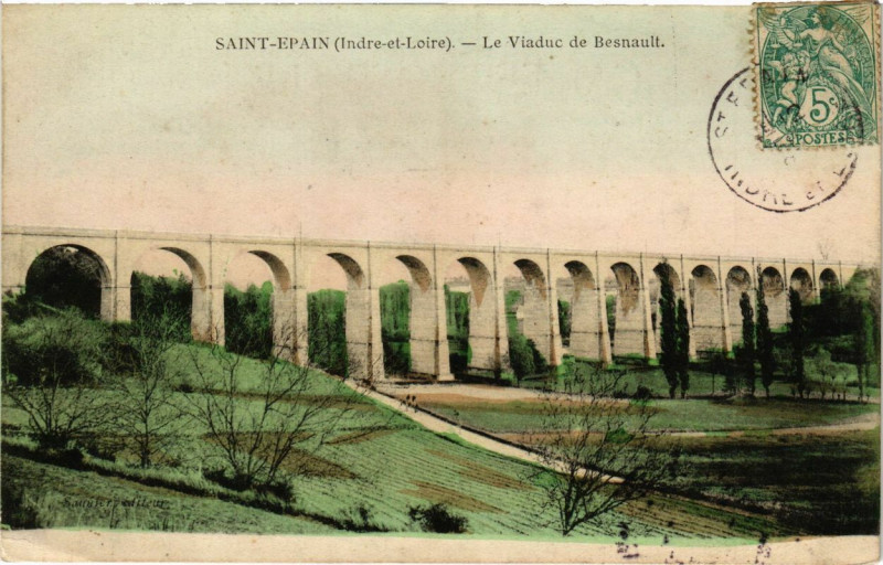 Carte postale ancienne Saint-Epain - Le Viaduc de Besnault à Saint-Épain