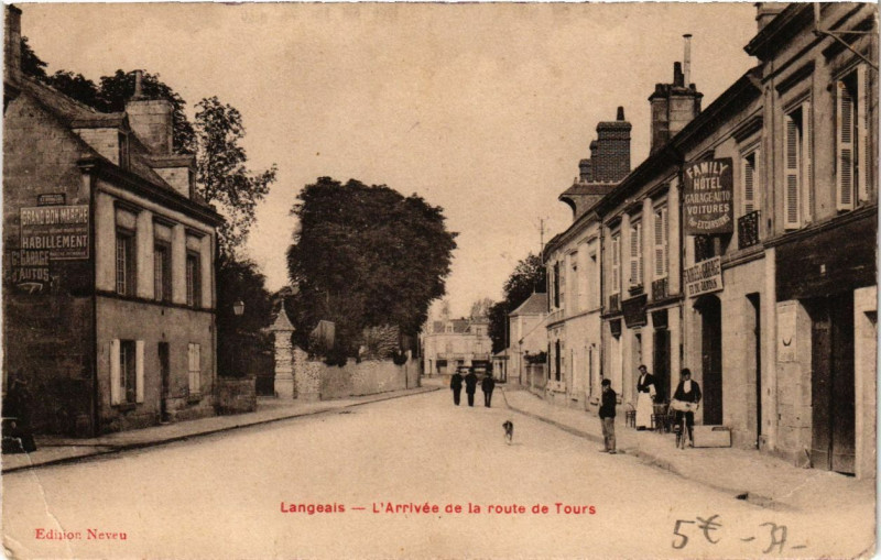 Carte postale ancienne Langeals - L'Arrivée de la route de Tours à Tours