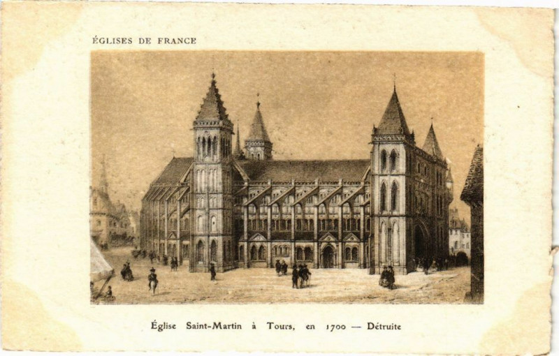 Carte postale ancienne Eglise St-Martin a Tours à Tours