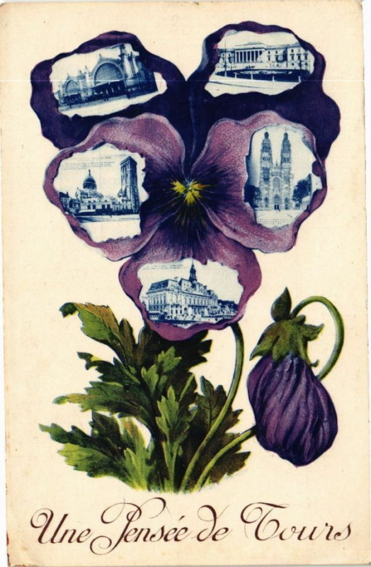 Carte postale ancienne Une Pensée de Tours à Tours