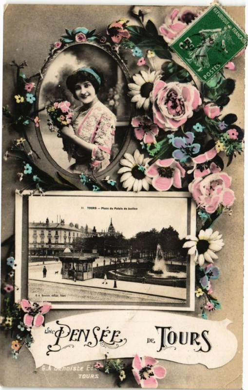 Carte postale ancienne Une Pensée de Tours à Tours