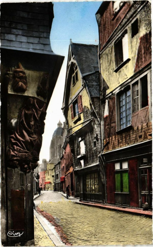 Carte postale ancienne Tours-Vieilles Maisons de la Rue du Change à Tours
