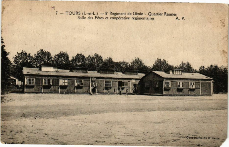 Carte postale ancienne Tours-Régiment de Génie-Quartier Rannes. Salle des Fétes à Tours