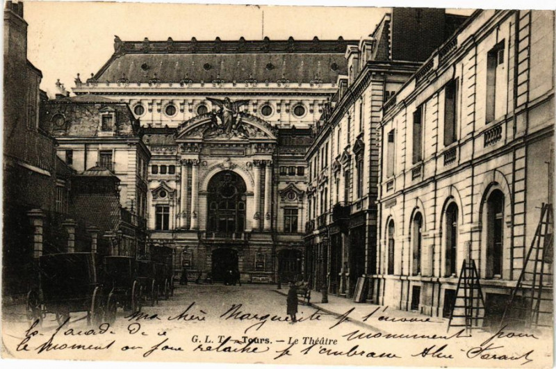 Carte postale ancienne Tours-Le Théatre à Tours