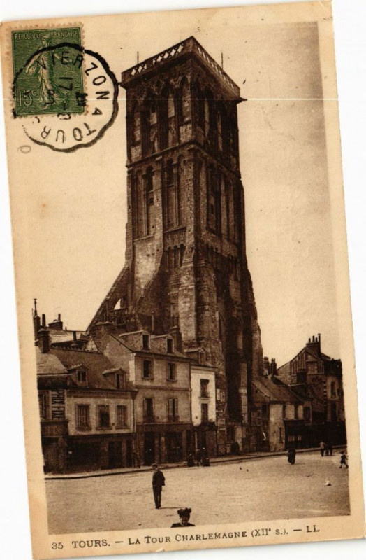 Carte postale ancienne Tours-La Tour Charlemagne à Tours