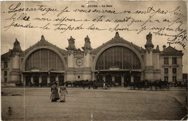 Carte postale ancienne Tours-La Gare à Tours