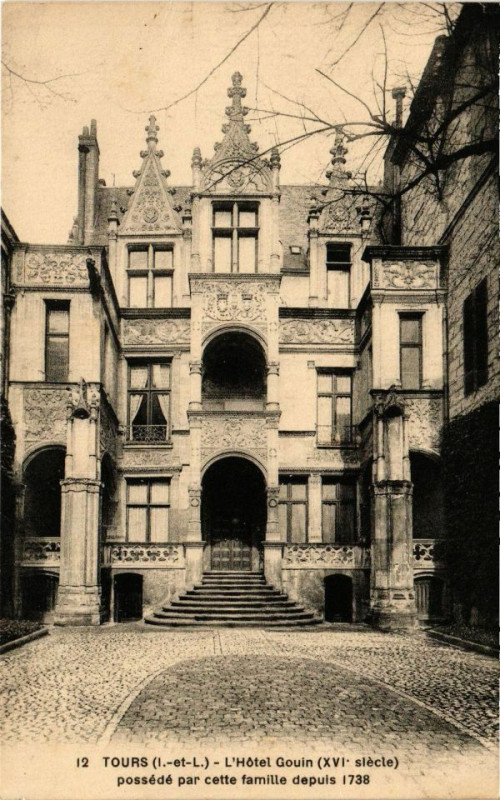 Carte postale ancienne Tours-L'Hotel Gouin à Tours