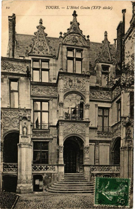 Carte postale ancienne Tours-L'Hotel Gouin à Tours