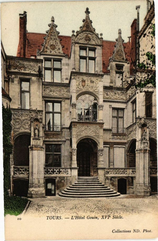 Carte postale ancienne Tours-L'Hotel Gouin à Tours