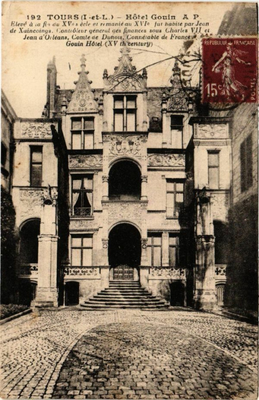 Carte postale ancienne Tours-Hotel Gouin à Tours