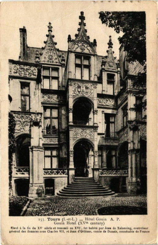 Carte postale ancienne Tours-Hotel Gouin à Tours