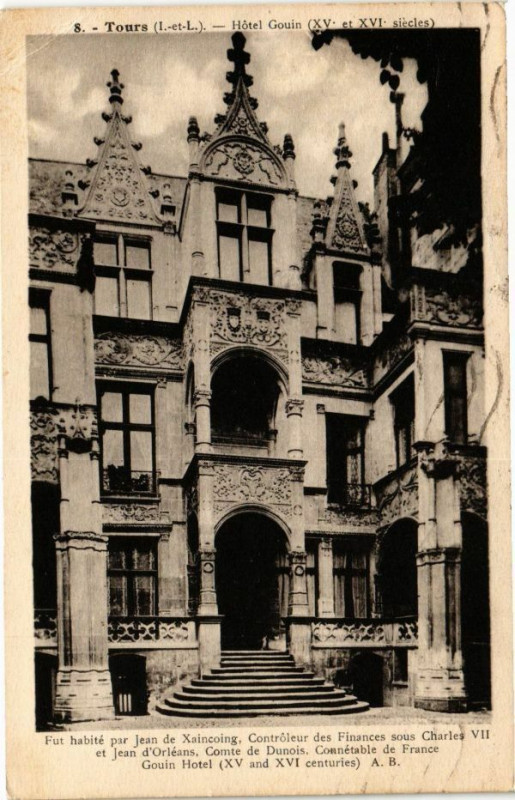 Carte postale ancienne Tours-Hotel Gouin à Tours