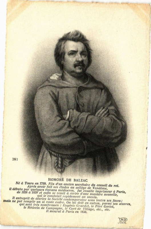 Carte postale ancienne Tours-Honoré de Balzac à Tours