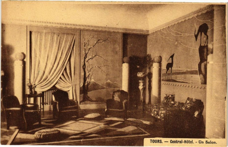 Carte postale ancienne Tours-Central Hotel-Un Salon à Tours