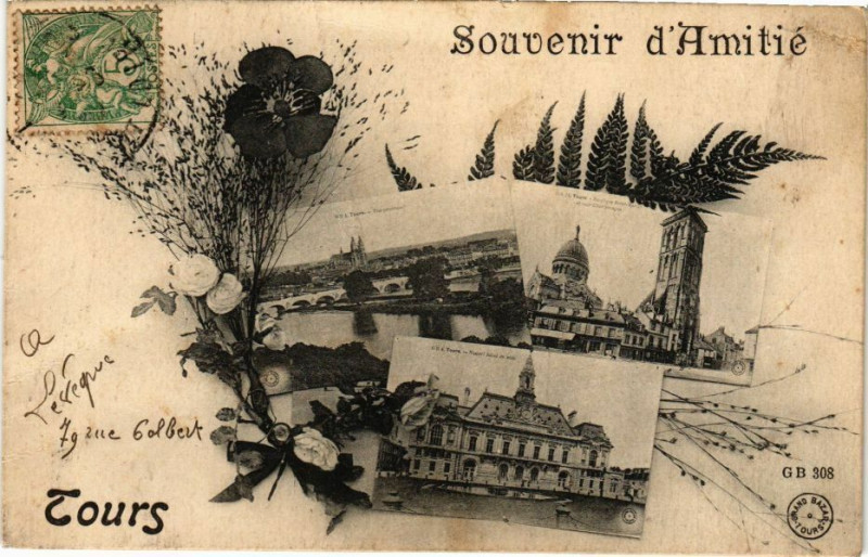 Carte postale ancienne Souvenir d'Amitié-Tours à Tours