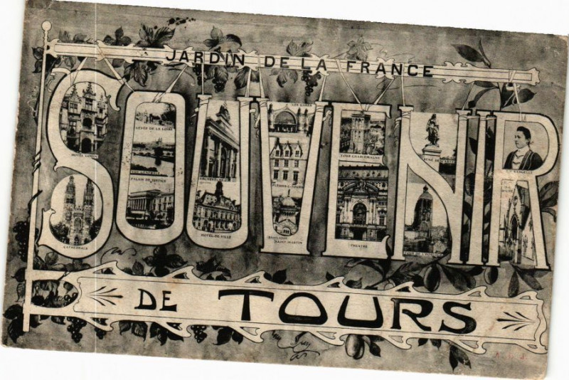 Carte postale ancienne Jardin de la France-Souvenir de Tours à Tours