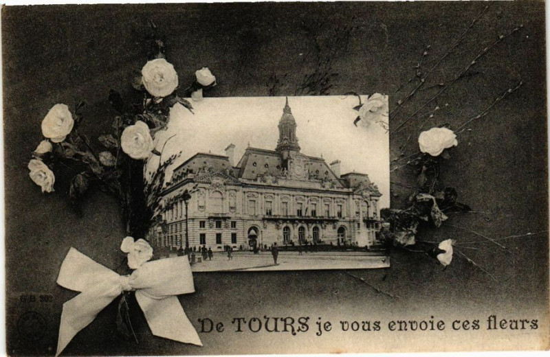 Carte postale ancienne De Tours je vous envoie ces fleurs à Tours