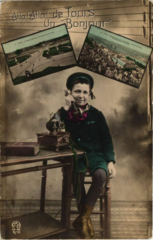 Carte postale ancienne Allo! Allo! de Tours Un Bonjour à Tours