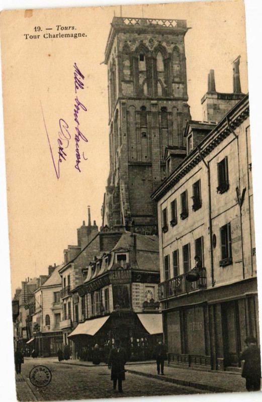 Carte postale ancienne Tours-Tour Charlemagne à Tours