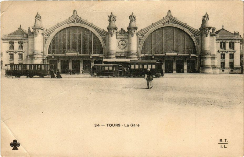 Carte postale ancienne Tours-La Gare à Tours
