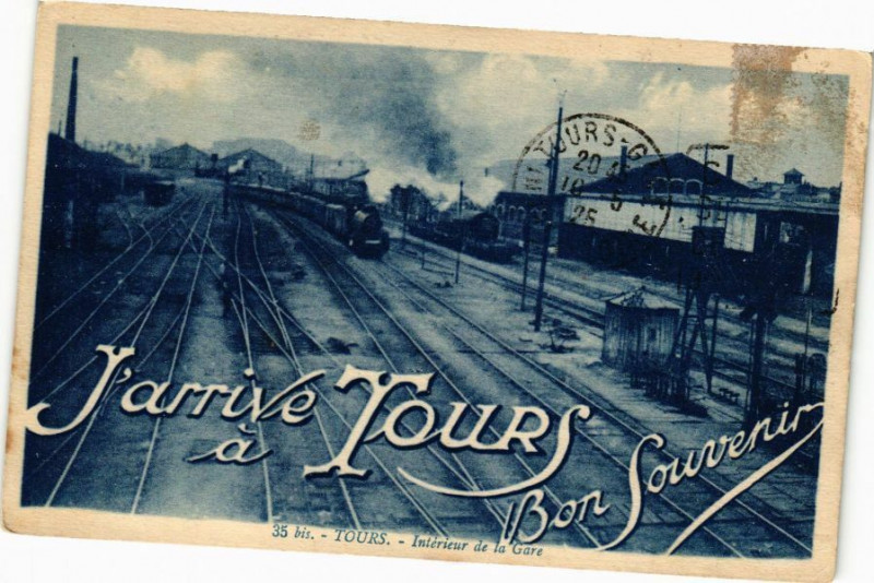 Carte postale ancienne J'Arrive a Tours bon Souvenir à Tours
