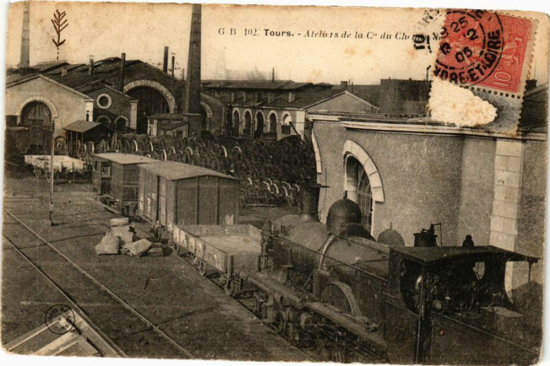 Carte postale ancienne Tours - Ateliers de la Cie à Tours