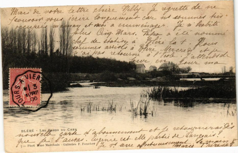Carte postale ancienne Blere - Les Bords du Cher à Bléré