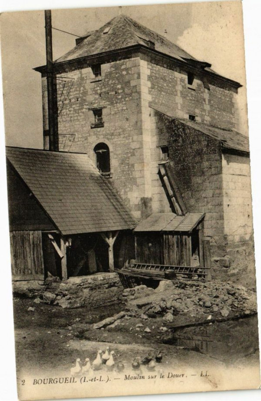 Carte postale ancienne Bourgueil - Moulin sur le Douer à Bourgueil