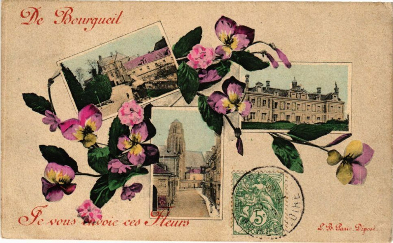 Carte postale ancienne De Bourgueil Je vous envoie ces Fleurs à Bourgueil