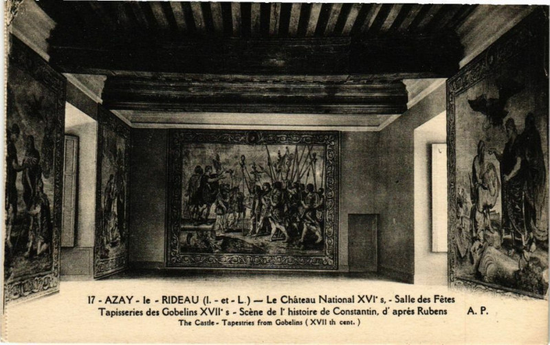Carte postale ancienne Azay-le-Rideau - Le Chateau National Xvi s - Salle des.. à Azay-le-Rideau