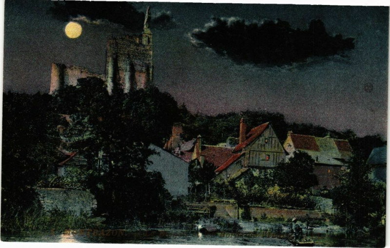 Carte postale ancienne Montbazon - Le Donjon et les Bords de l'Indre à Montbazon