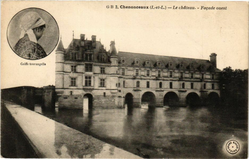 Carte postale ancienne Chenonceaux - Le chéaeau - Facade ouest à Chenonceaux