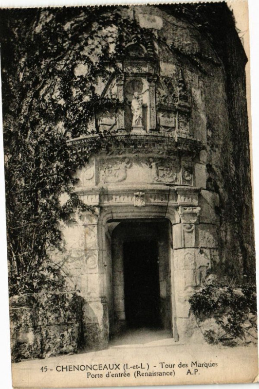 Carte postale ancienne Chenonceaux - Tour des Marques Porte d'entrée à Chenonceaux