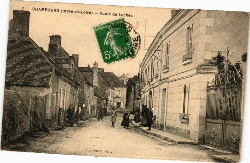 Carte postale ancienne Chambourg - Route de Loches à Loches