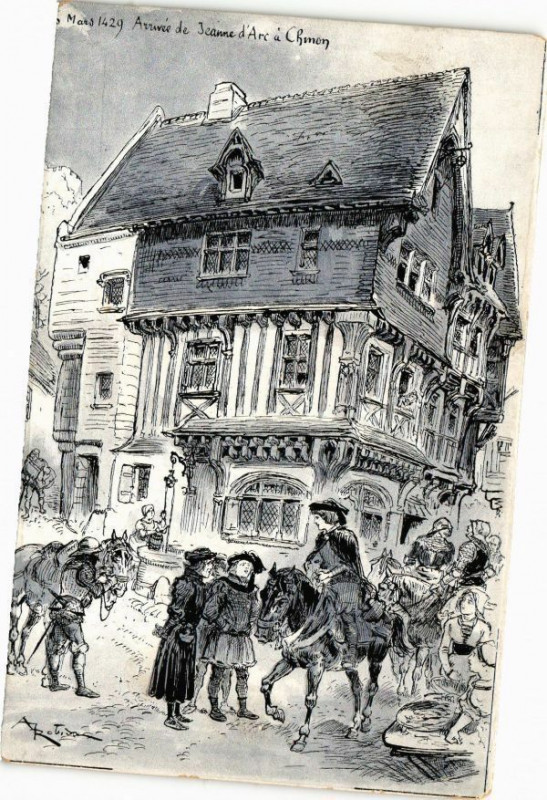 Carte postale ancienne Arrivée de Jeanne d'Arc a Chinon à Chinon