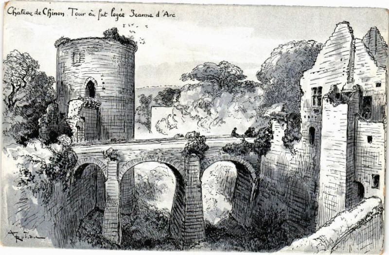 Carte postale ancienne Chateau de Chinon Tour a fut lagéz Jeanne d'Arc à Chinon