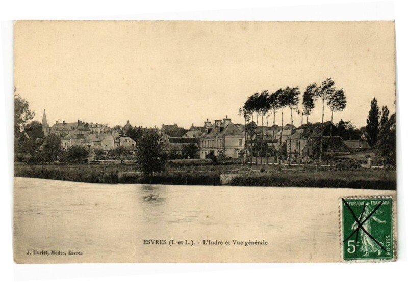 Carte postale ancienne Esvres - L'Indre et Vue générale à Esvres