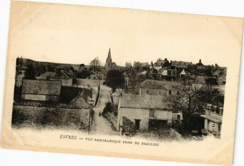 Carte postale ancienne Esvres - Vue panoramique prise de Beaulieu à Esvres