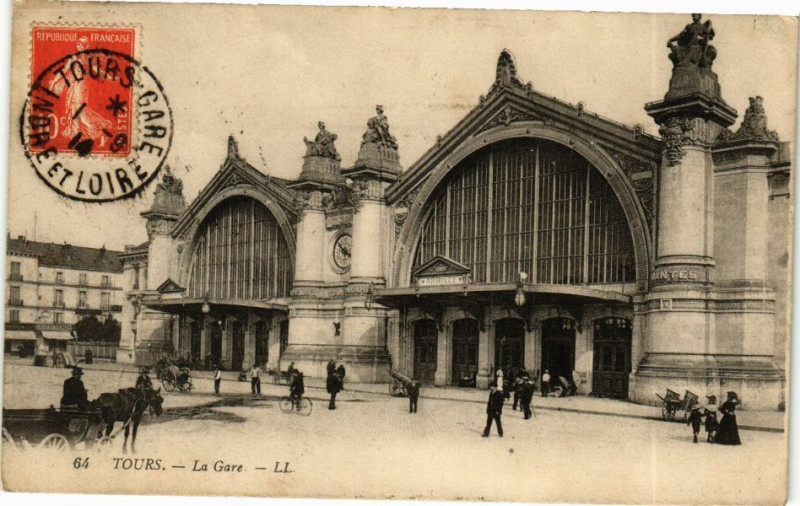 Carte postale ancienne Tours - La Gare à Tours
