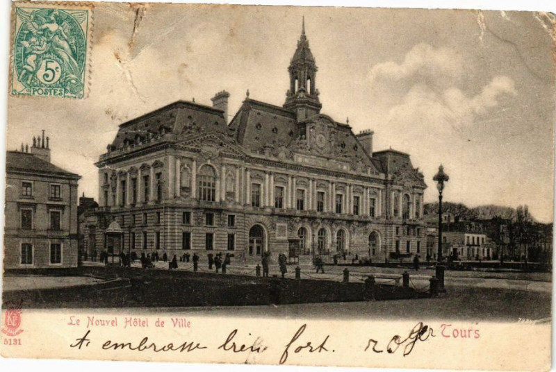 Carte postale ancienne Le Nouvel Hotel de Ville - Tours à Tours
