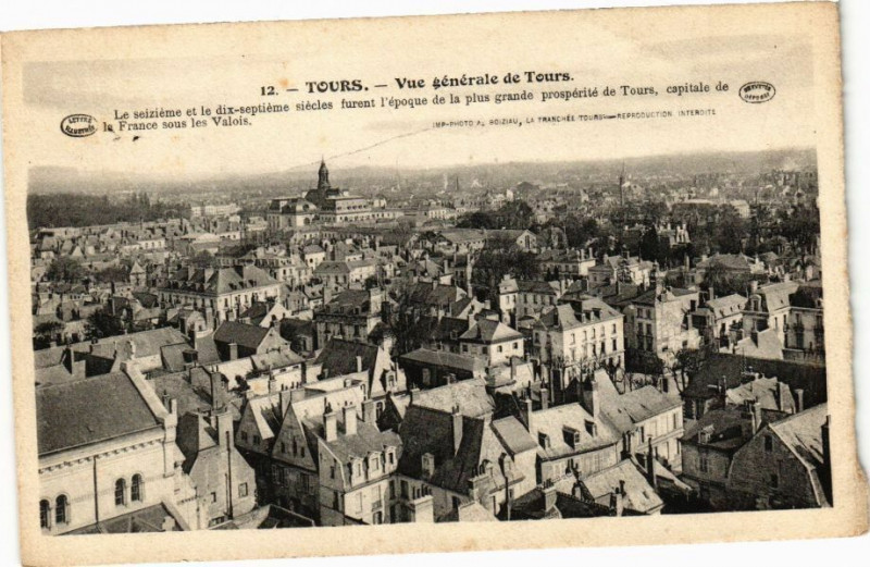 Carte postale ancienne Tours - Vue générale de Tours à Tours