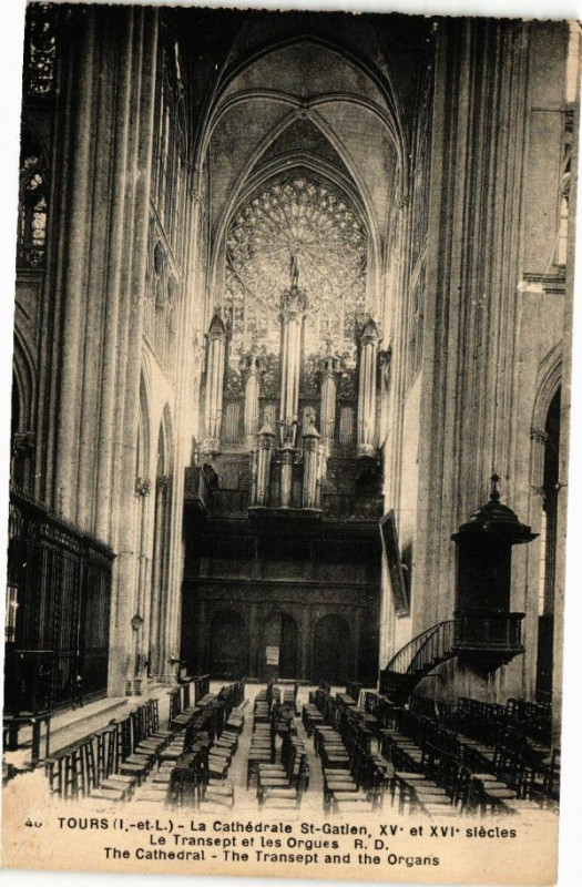 Carte postale ancienne Tours - La Cathédrale St-Gatien Xv et Xvi siécles... à Tours