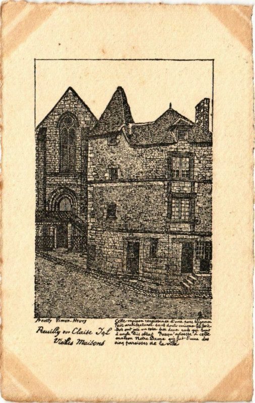 Carte postale ancienne Preuilly-sur-Claise - Vieilles Maisons à Preuilly-sur-Claise