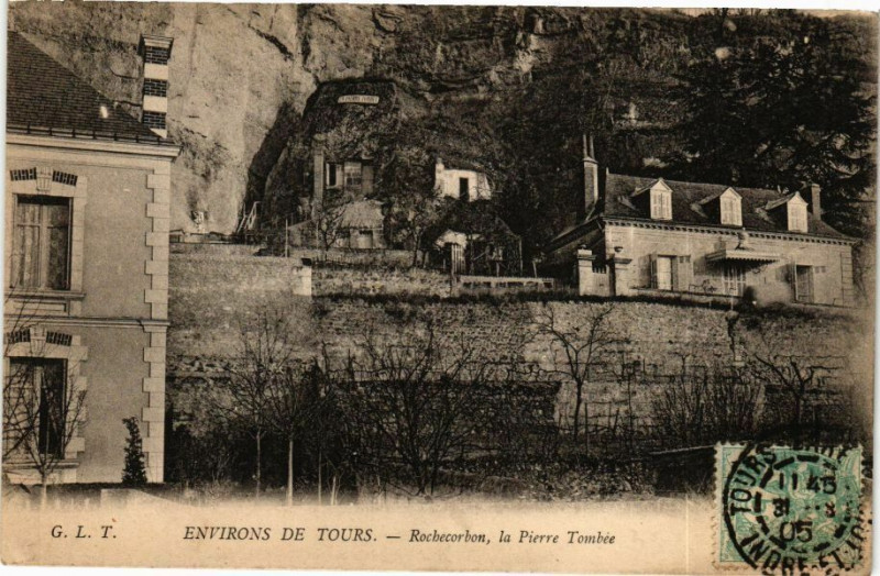 Carte postale ancienne Env.de Tours - Rochecorbon la Pierre Tombée à Tours