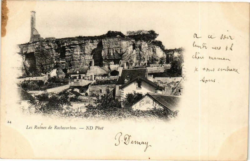 Carte postale ancienne Les Ruines de Rochecorbon à Rochecorbon